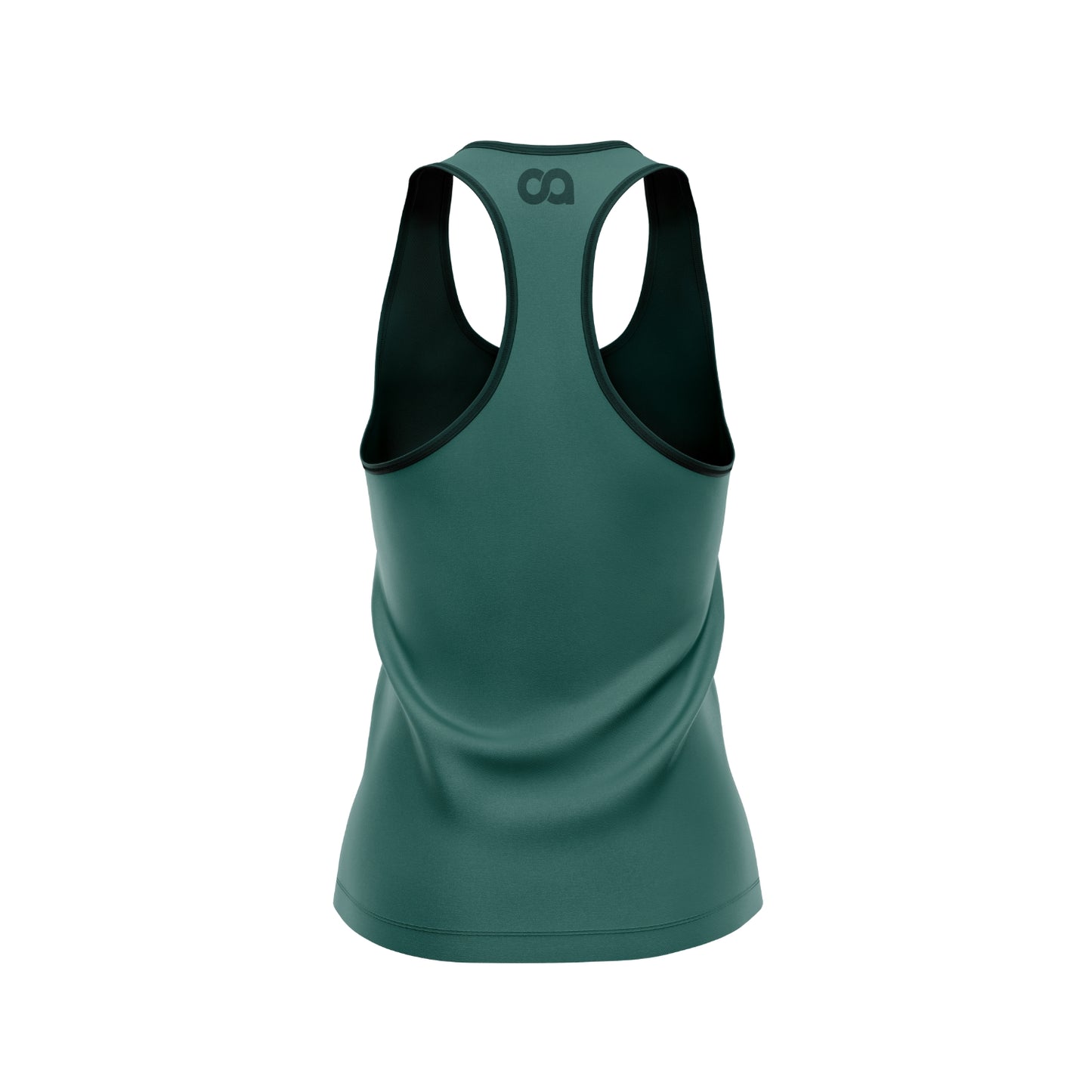 Green tank top with a brand logo on a white background
