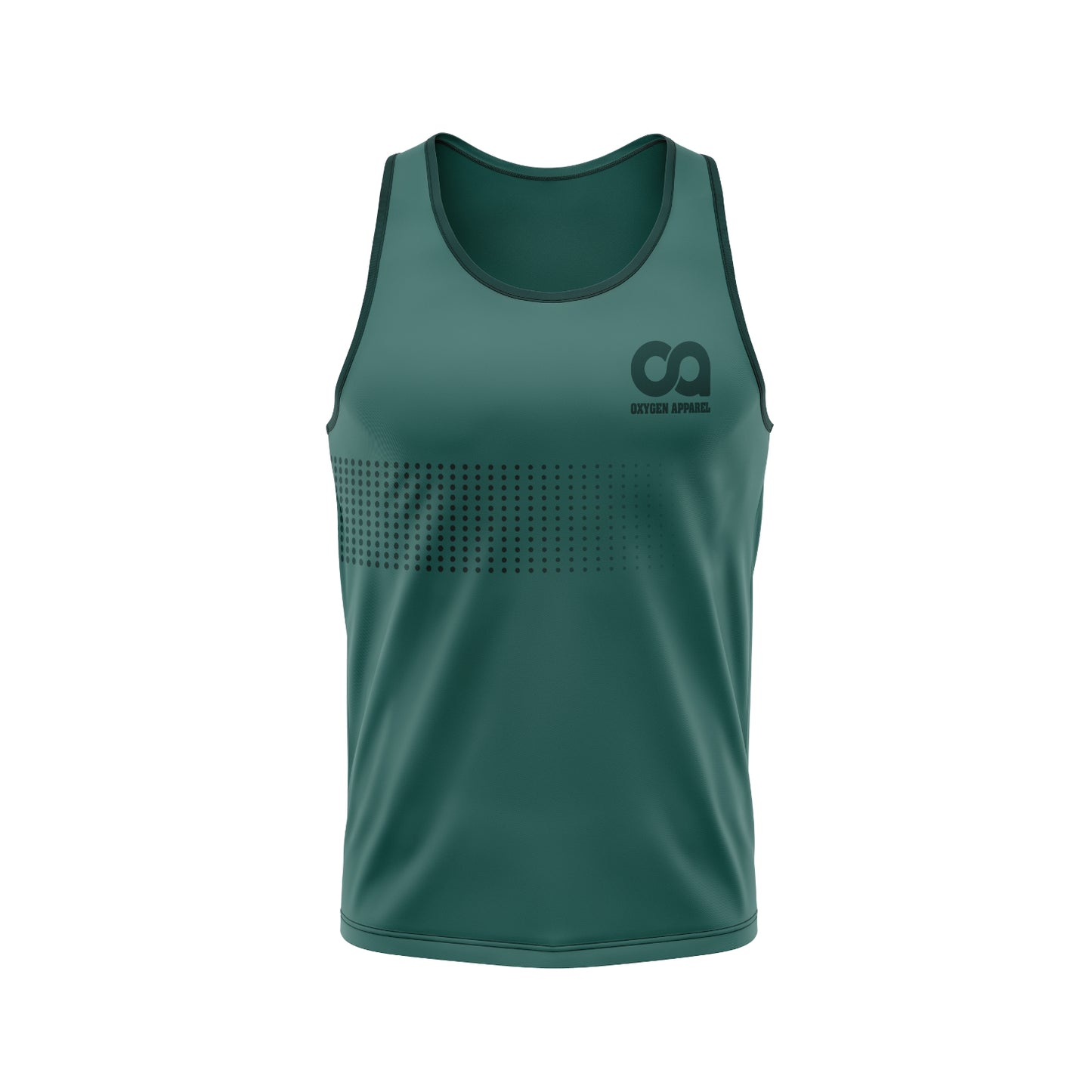 Green tank top with a logo on a white background