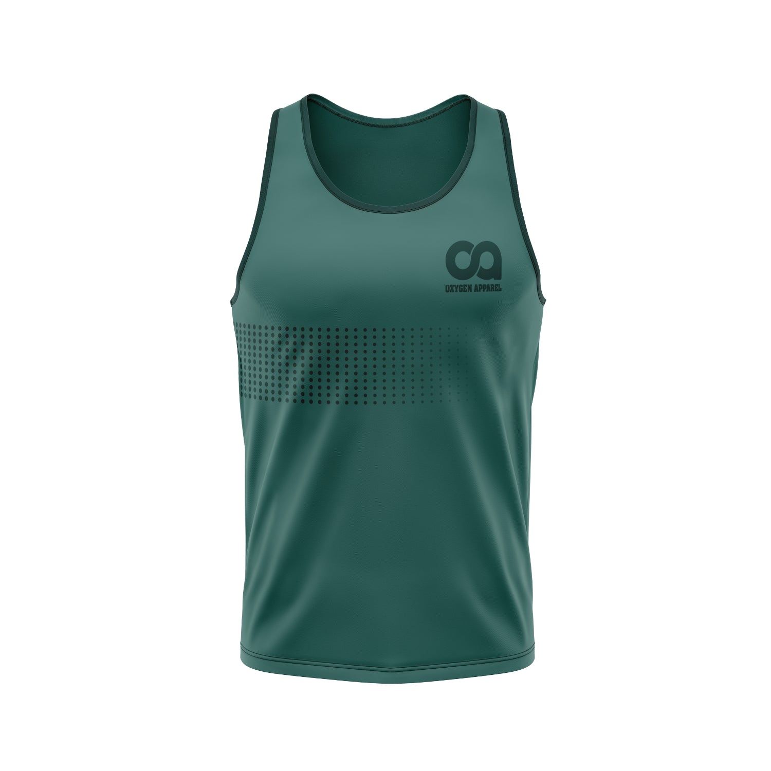 Green tank top with a logo on a white background