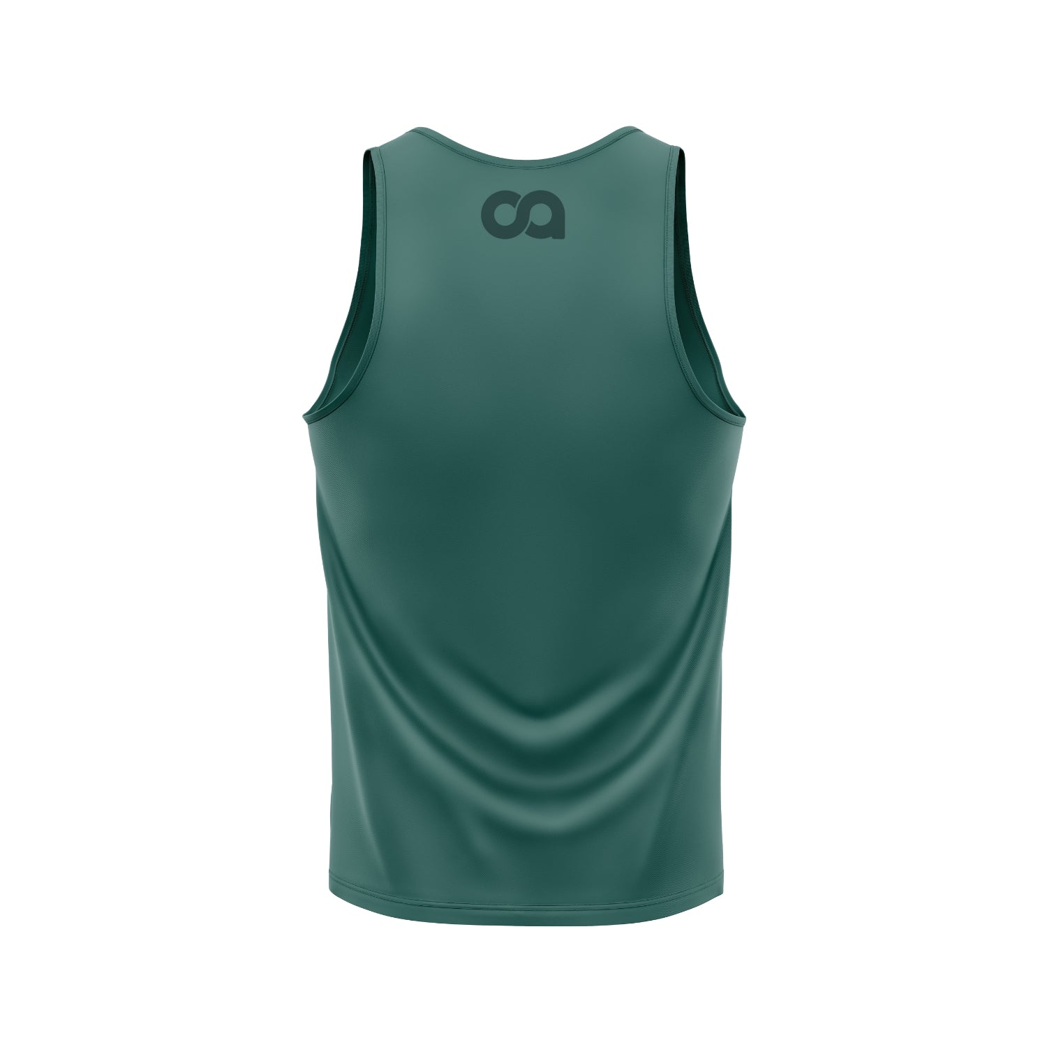 Green tank top with a logo on the back against a white background