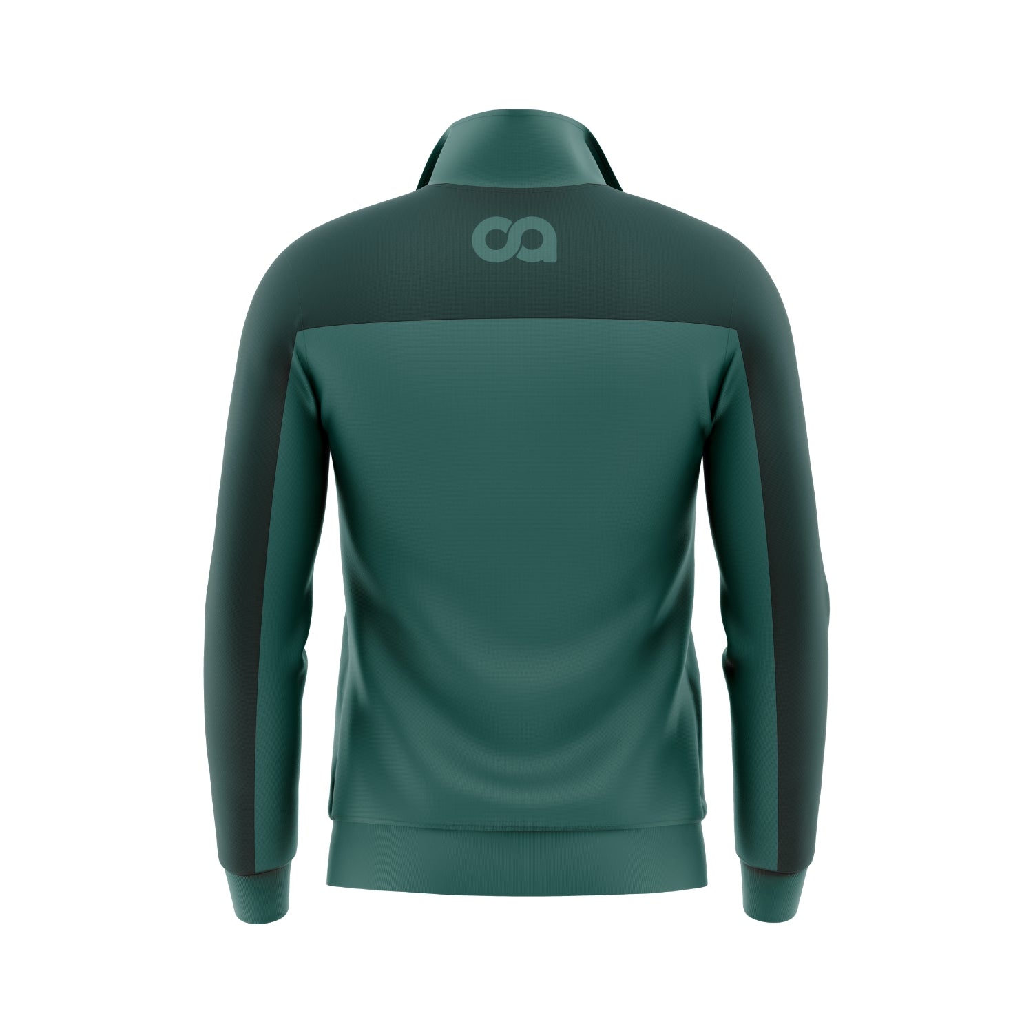 Green jacket with a logo on the back against a white background