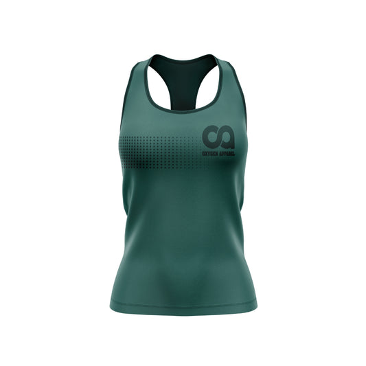 Green tank top with a logo on a white background