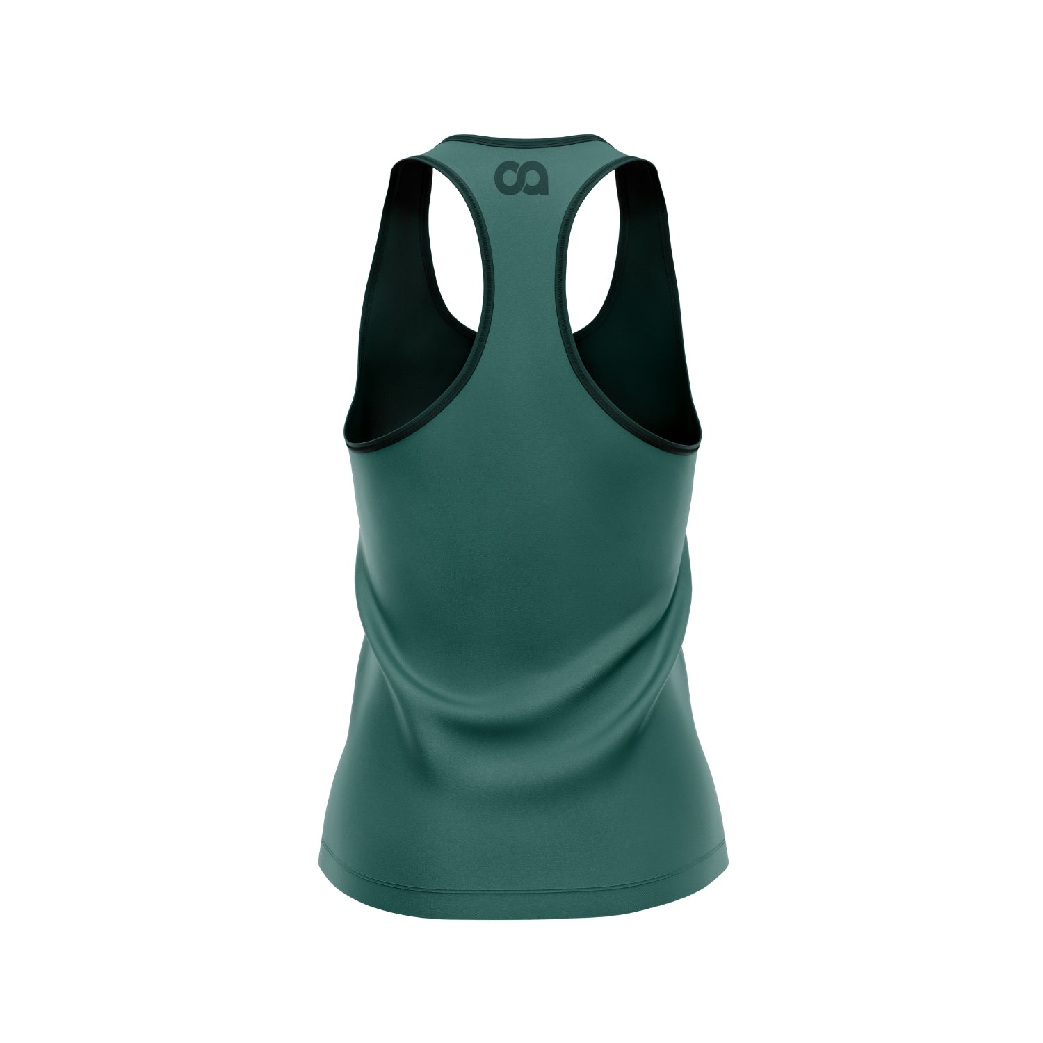 Green tank top with a brand logo on a white background